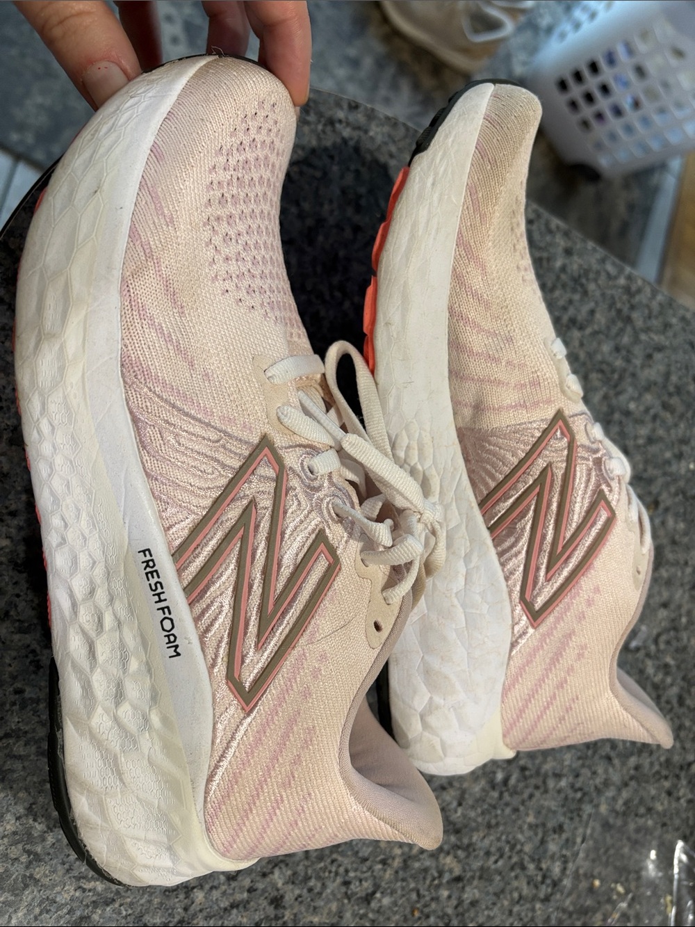 New Balance Women's Pale Pink Athletic Running Sneakers - Picture 2 of 6
